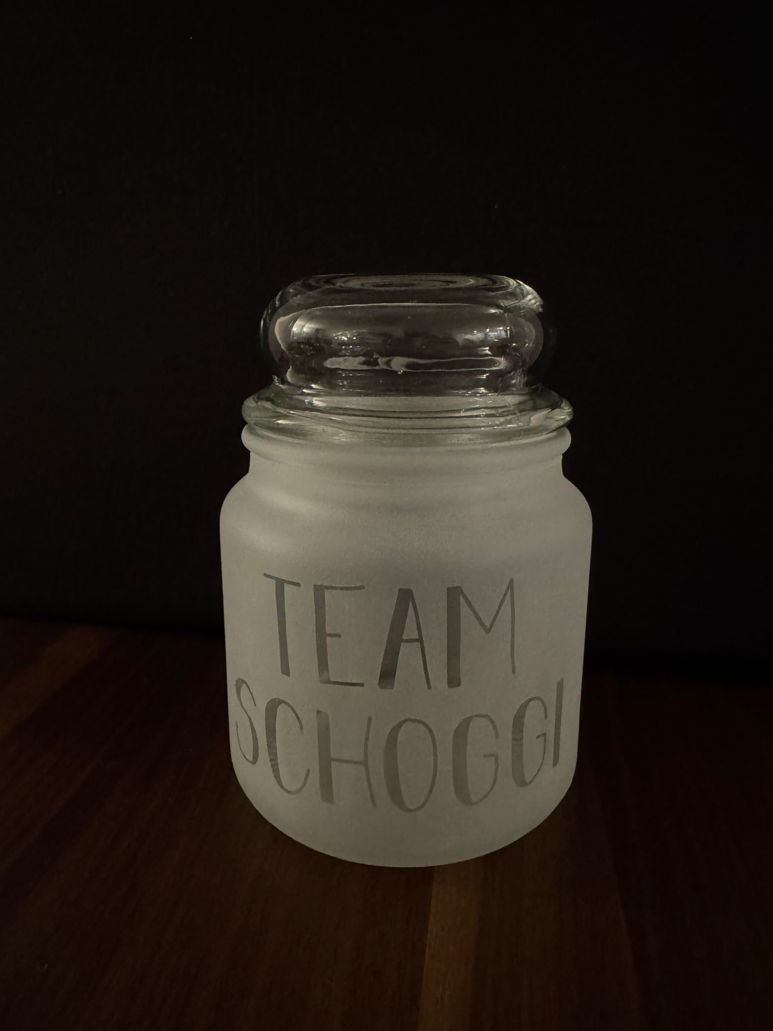 Aufbewahrungsglas Team Schoggi